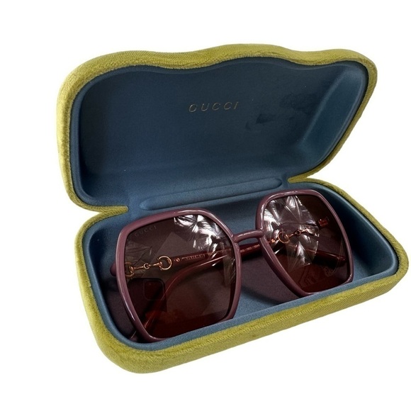 GUCCI Oversized Square Mauve Burgundy Large Designer Sunglasses - Picture 15 of 15